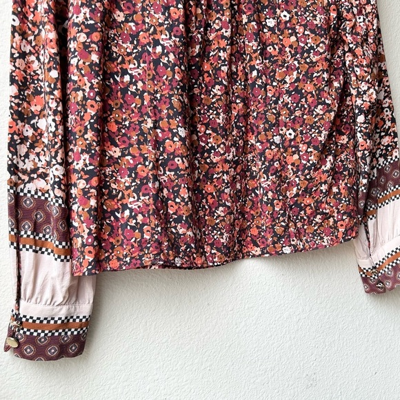 Marie Oliver Brown Cream Baker Blouse in Floral Scarf Sz XS - Picture 10 of 13